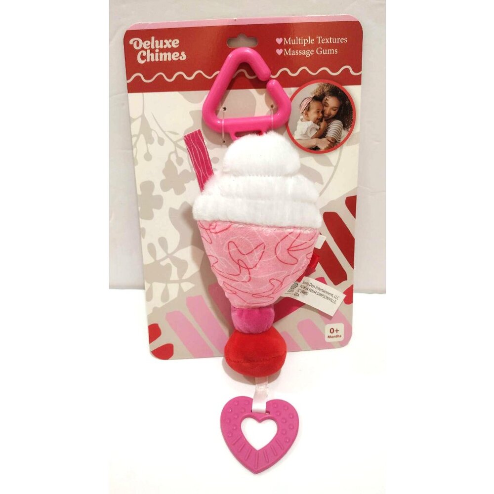 Deluxe Chimes On The Go Activity Soft Baby Toy Ice Cream Heart Teether